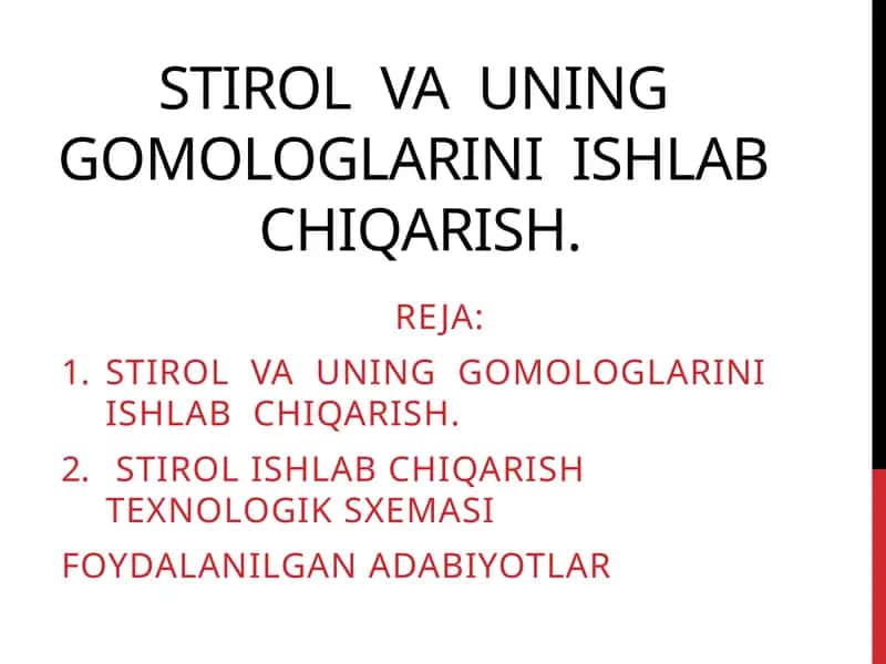 Stirolvauninggomologlariniishlabchiqarish 1