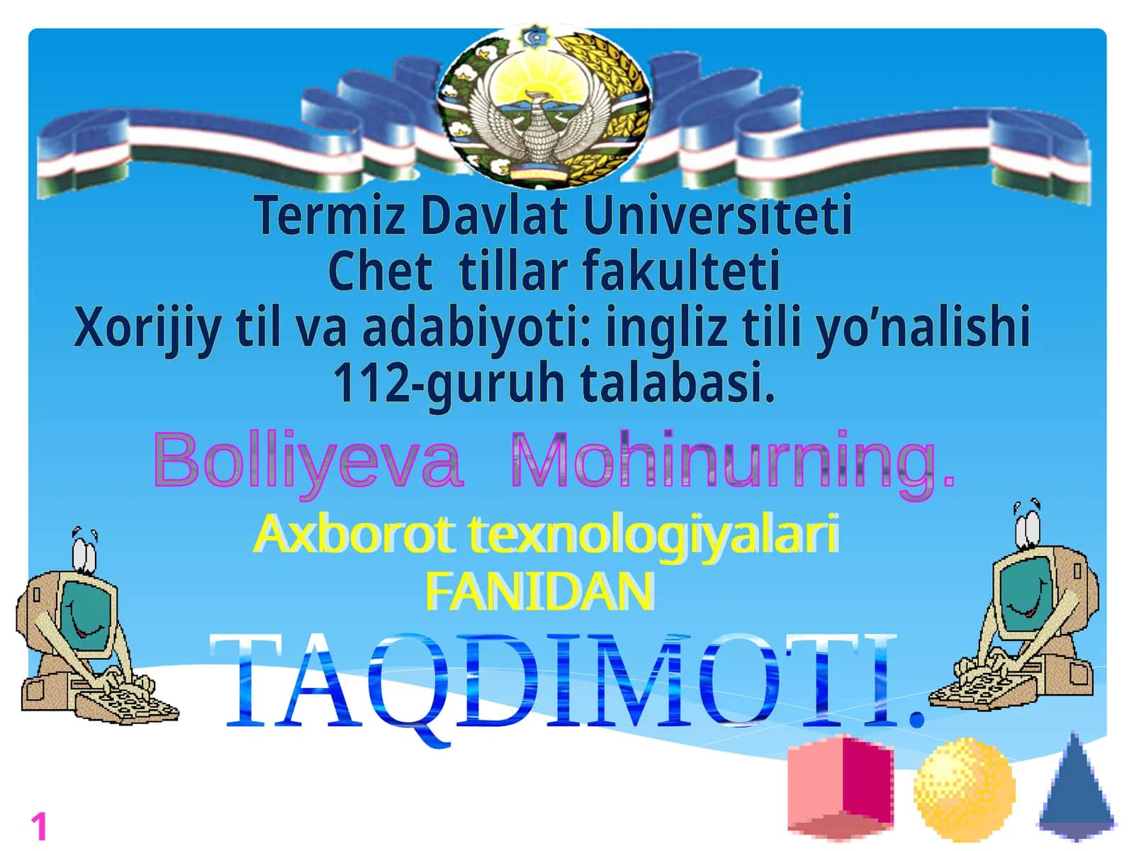HTML  tilida  web-sahifa yaratish 1