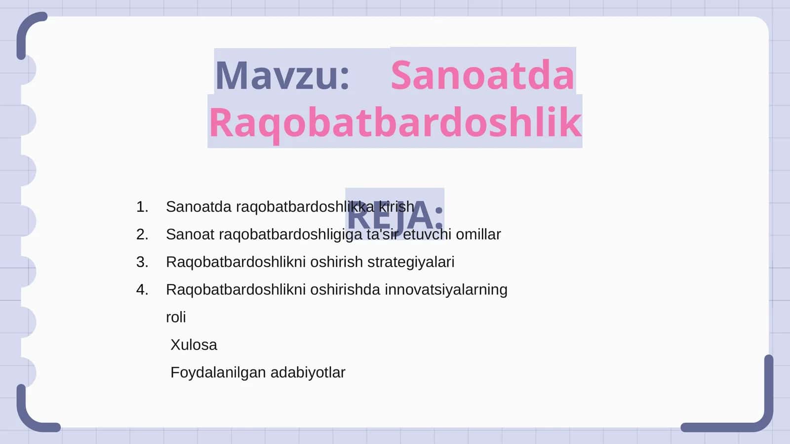 Sanoatda Raqobatbardoshlik 1