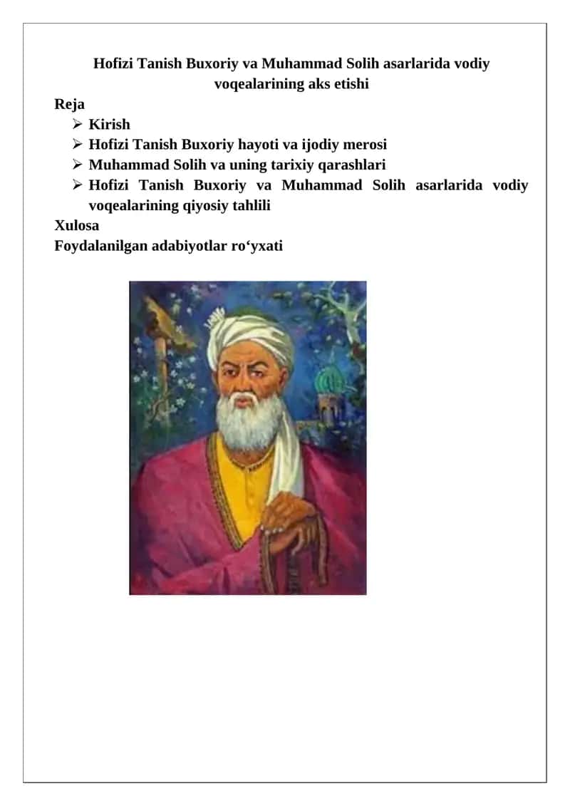 Asarlarida Vodiy Voqealarining Aks Etishi 1