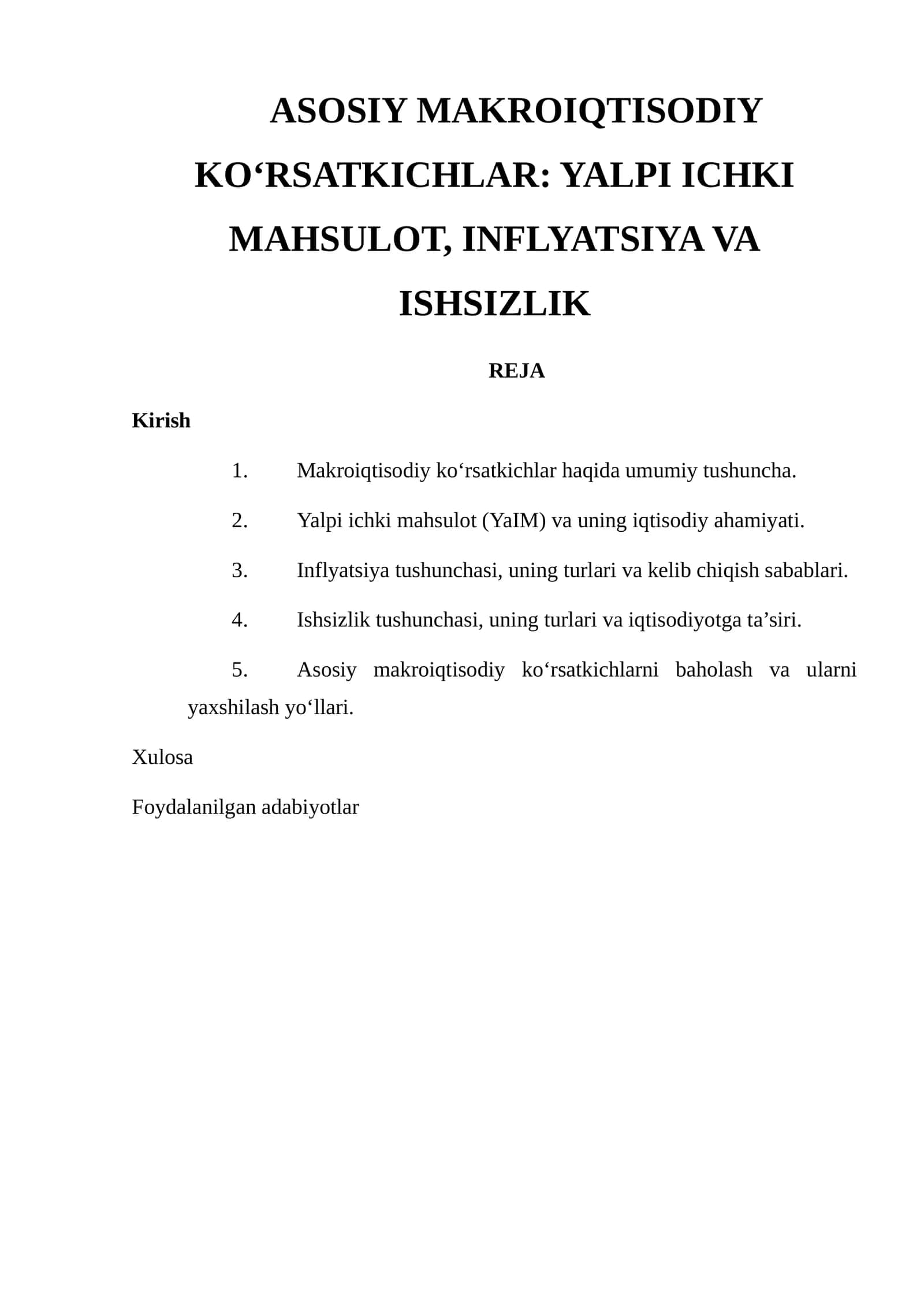 Asosiy Makroiqtisodiy Ko‘rsatkichlar 1