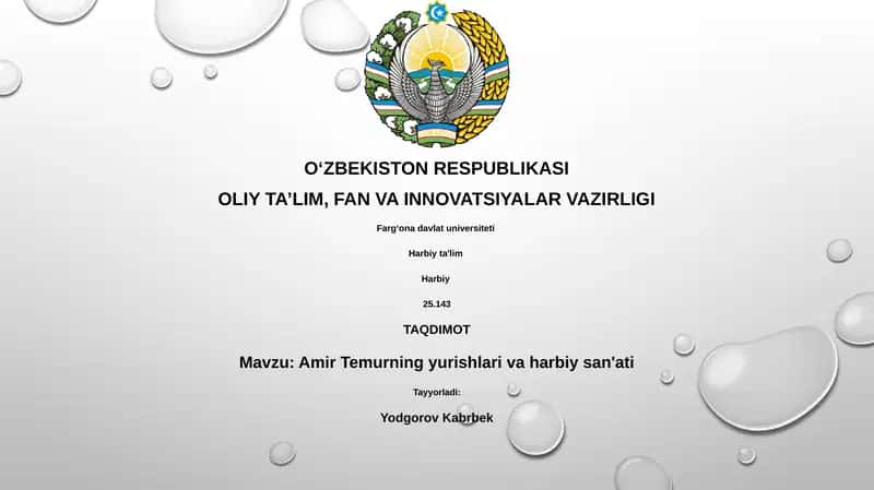 Amir Temurning yurishlari va harbiy san'ati 1