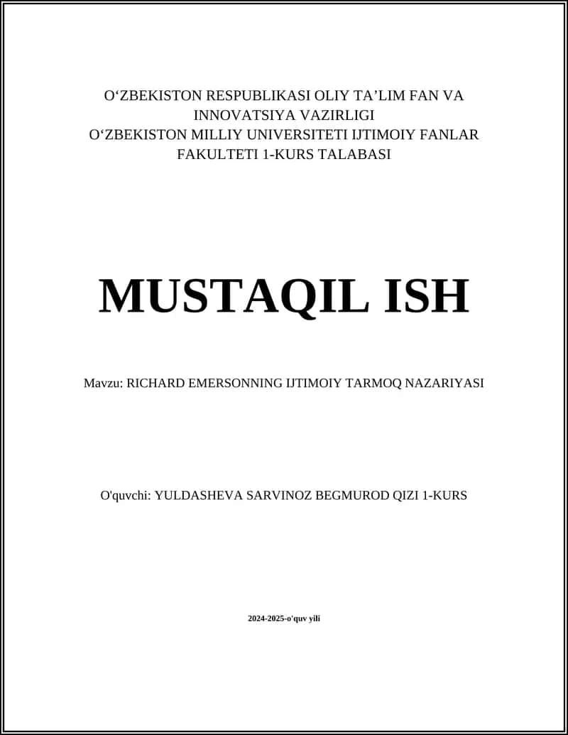 RICHARD EMERSONNING IJTIMOIY TARMOQ NAZARIYASI 1