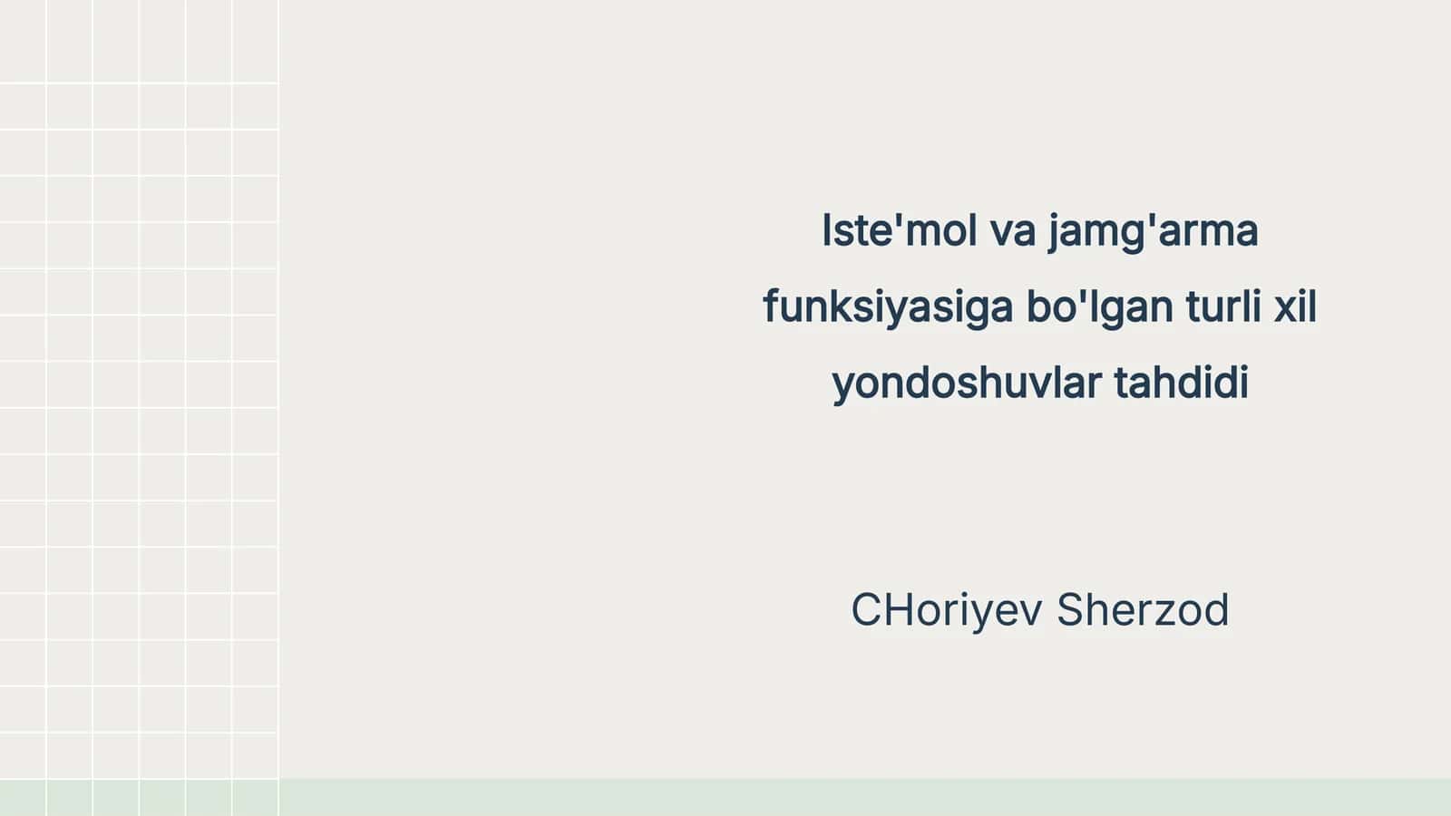 Iste'mol va Jamg'arma Funksiyasiga Bo'lgan Turli Xil Yondoshuvlar Tahdidi 1