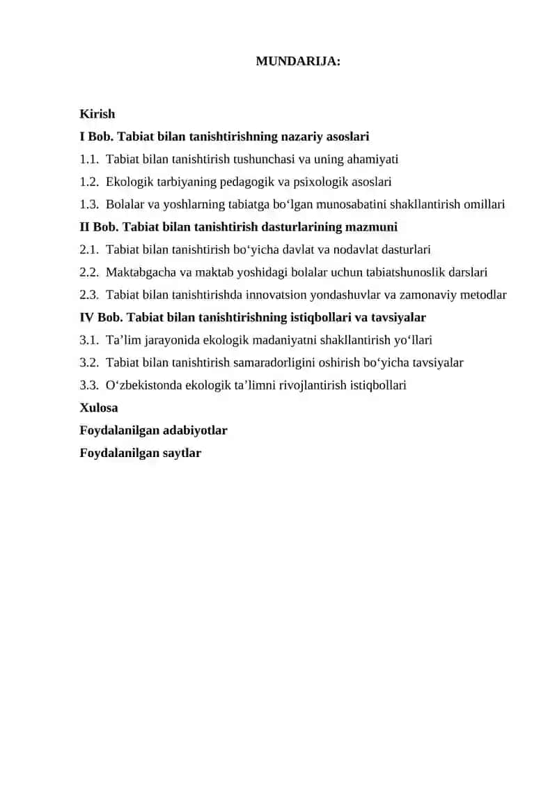 Tabiat bilan tanishtirish dasturlari