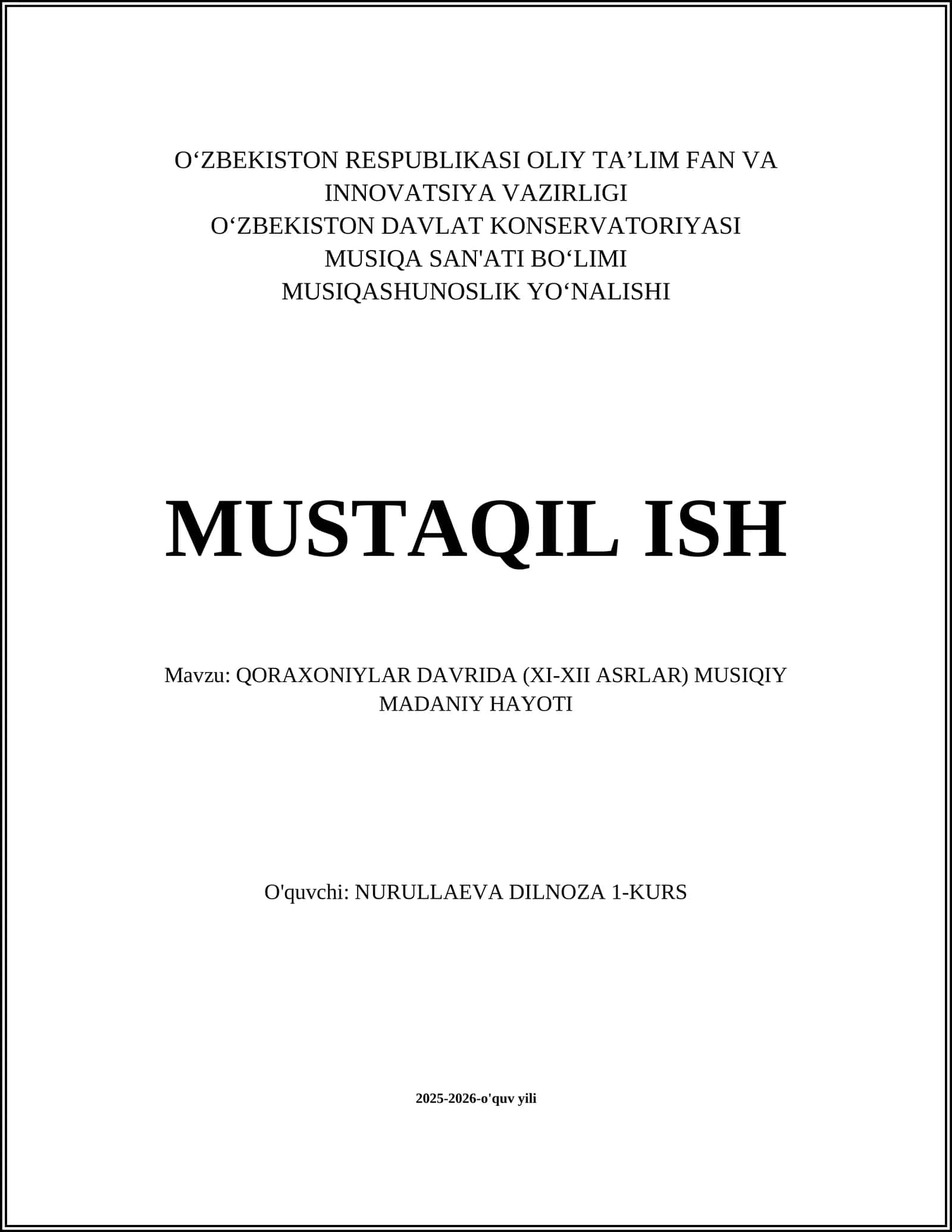QORAXONIYLAR DAVRIDA (XI-XII ASRLAR) MUSIQIY MADANIY HAYOTI 1