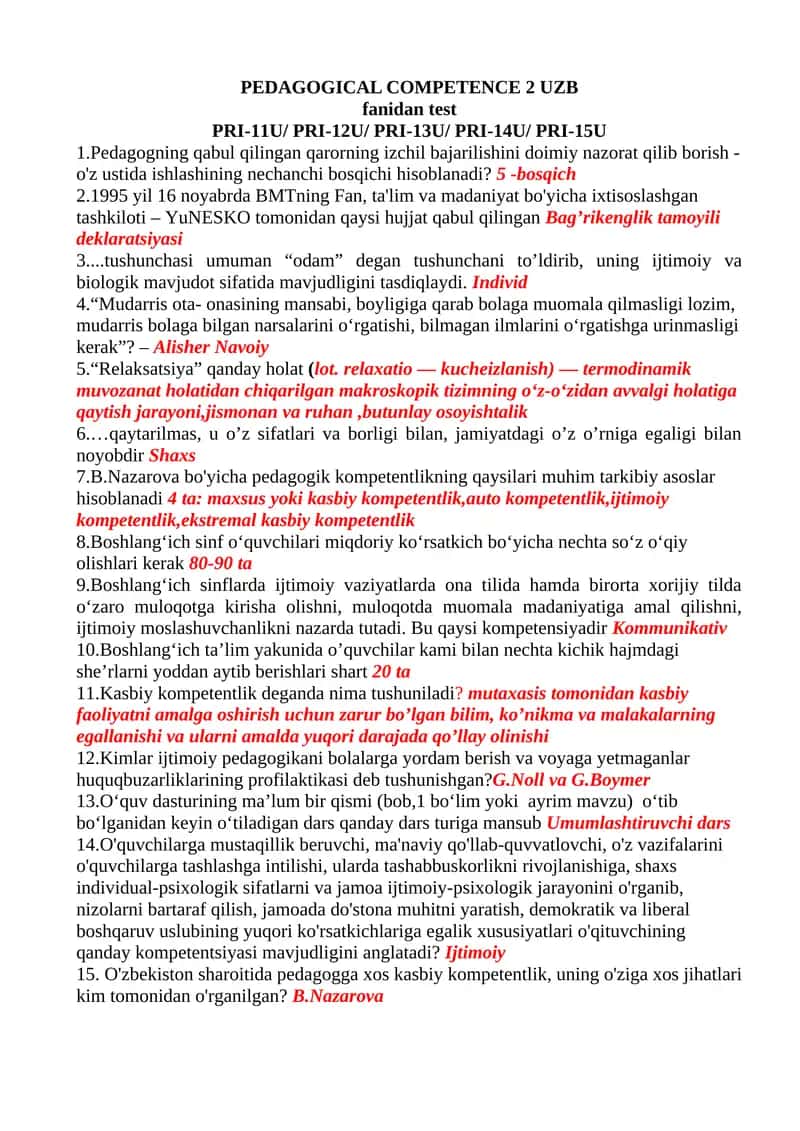 PEDAGOGICAL COMPETENCE 2 UZB 1