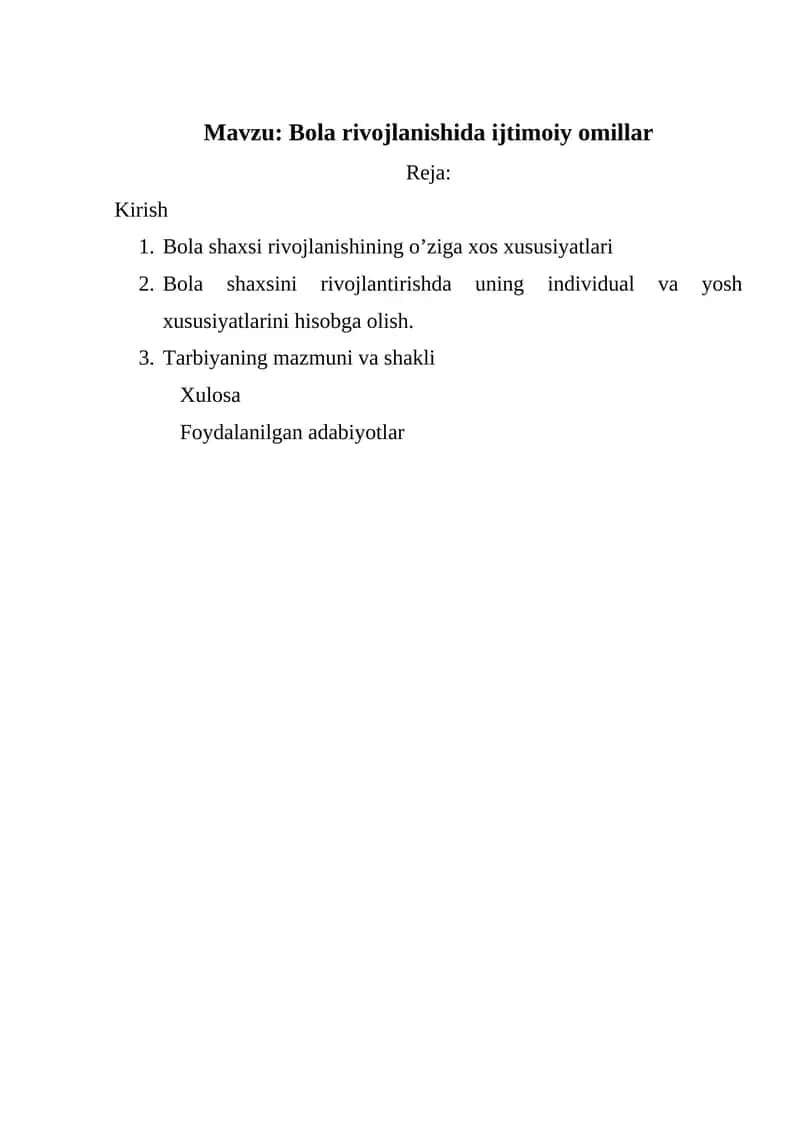 Bola rivojlanishida ijtimoiy omillar 1