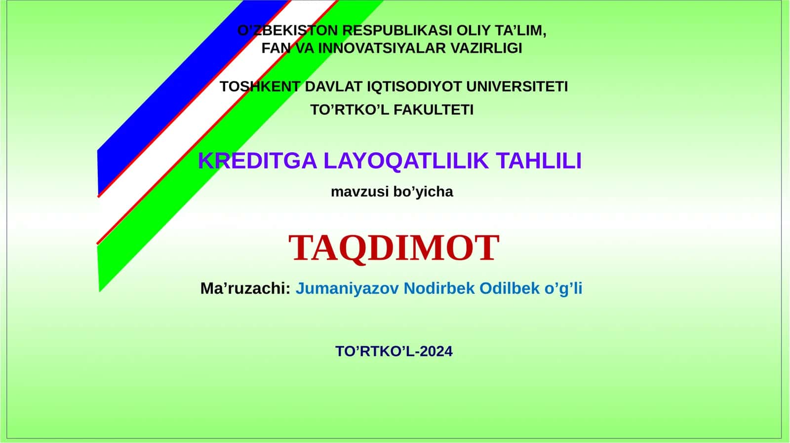 KREDITGA LAYOQATLILIK TAHLILI 1