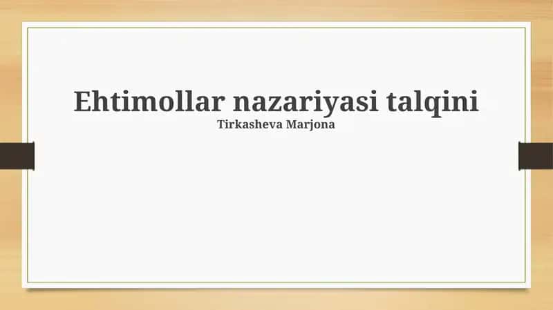Ehtimollar nazariyasi talqini 1