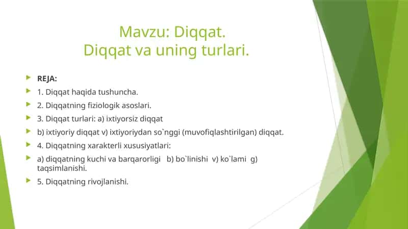 Diqqat va uning turlari 1