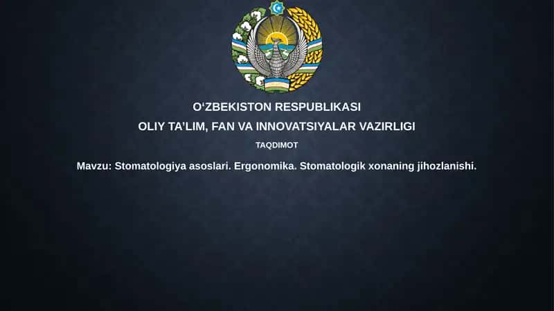 Stomatologiyaasoslari.Ergonomika.Stomatologikxonaningjihozlanishi 1