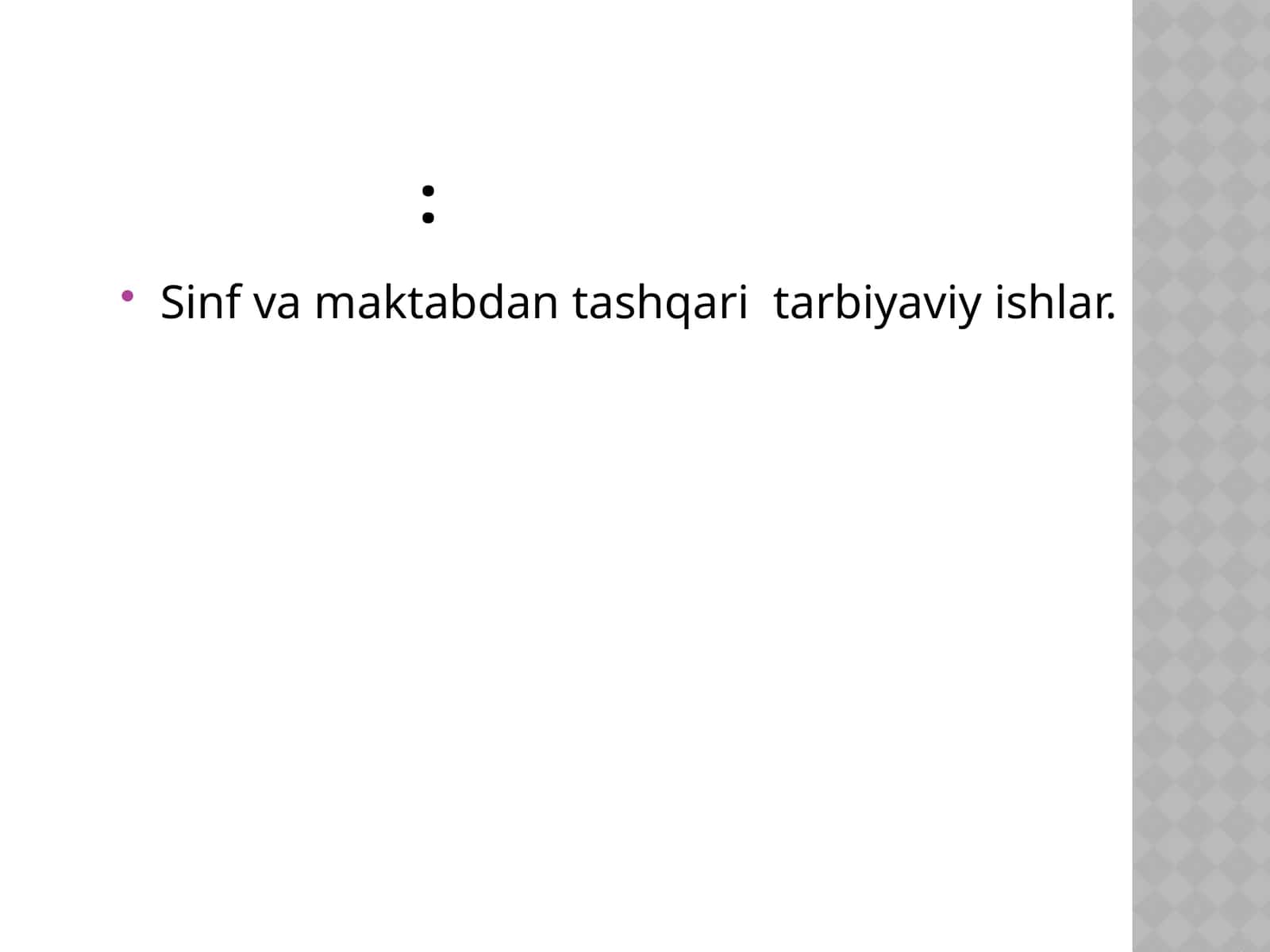 Sinf va maktabdan tashqari tarbiyaviy ishlar 1