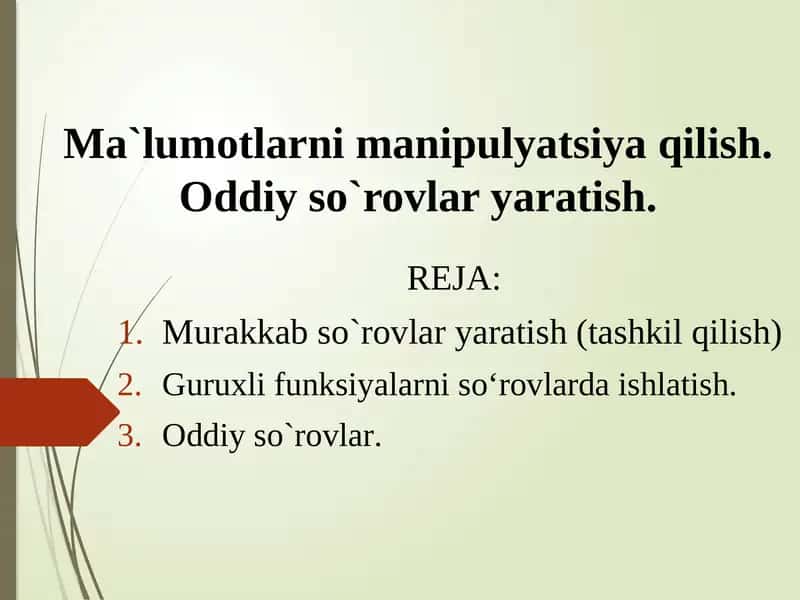 SQL So'rovlari 1