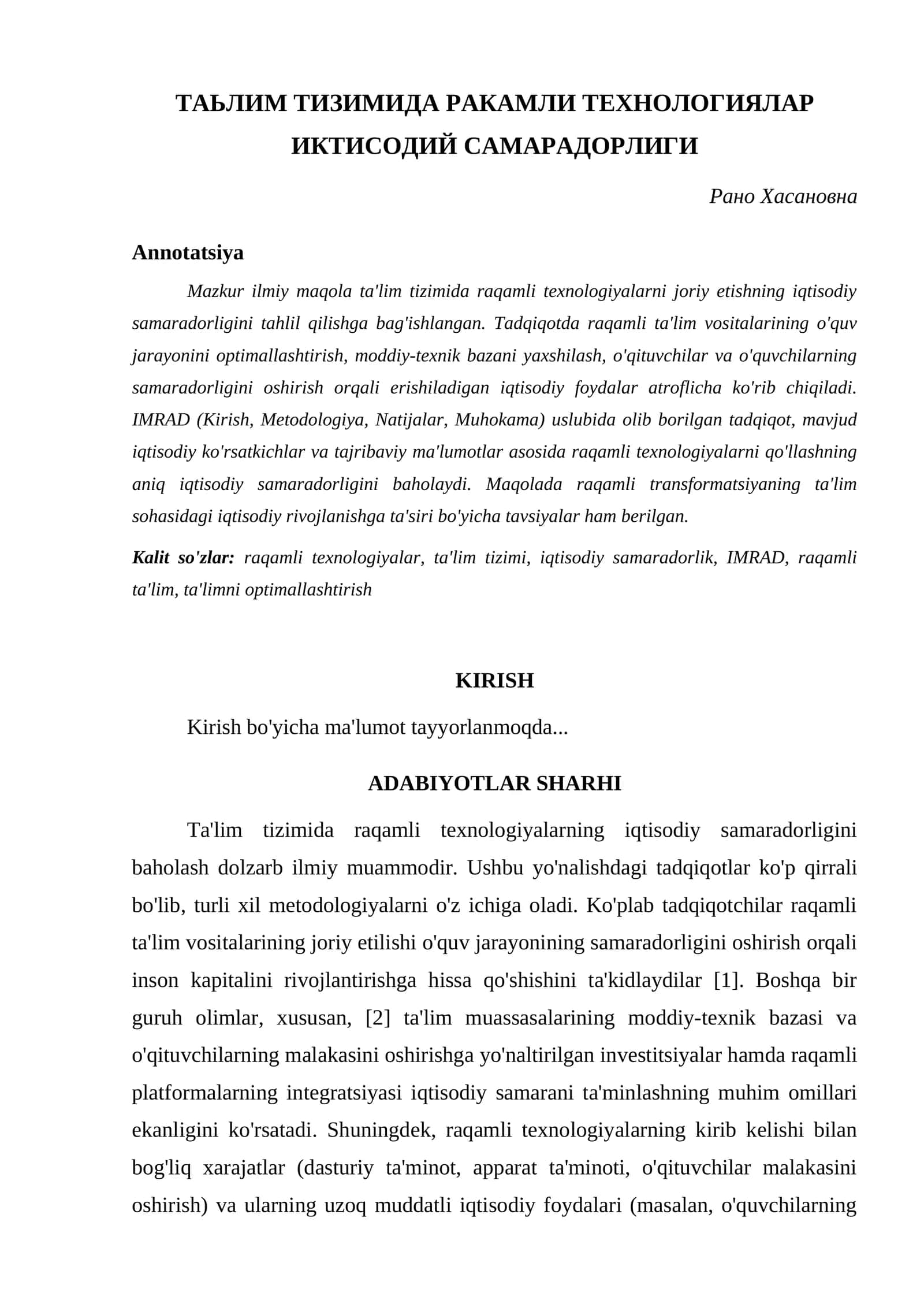 ТАЬЛИМ ТИЗИМИДА РАКАМЛИ ТЕХНОЛОГИЯЛАР ИКТИСОДИЙ САМАРАДОРЛИГИ 1