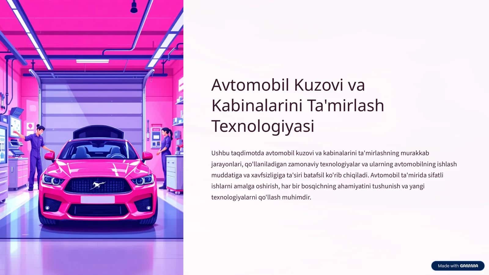 Avtomobil Kuzovi va Kabinalarini Ta'mirlash Texnologiyasi 1