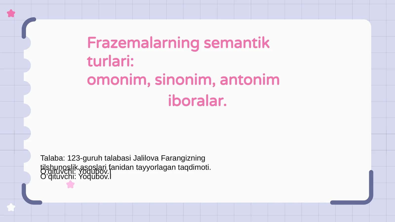 Frazemlarning semantik turlari 1