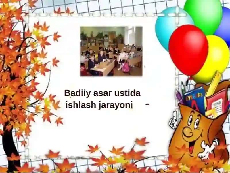 Badiiy asarustida ishlash jarayoni 1