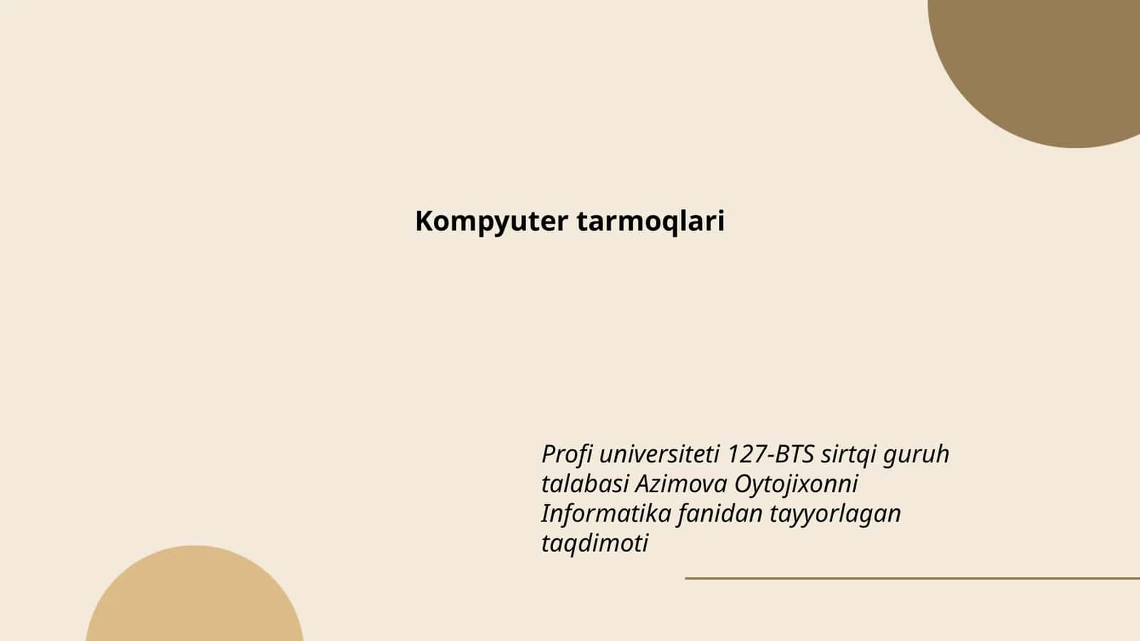 Kompyuter tarmoqlari 1