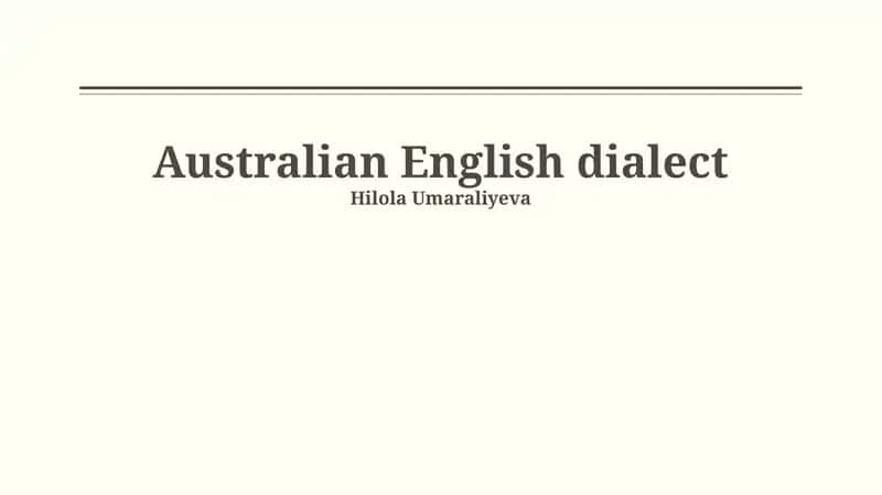Australian English dialect 1