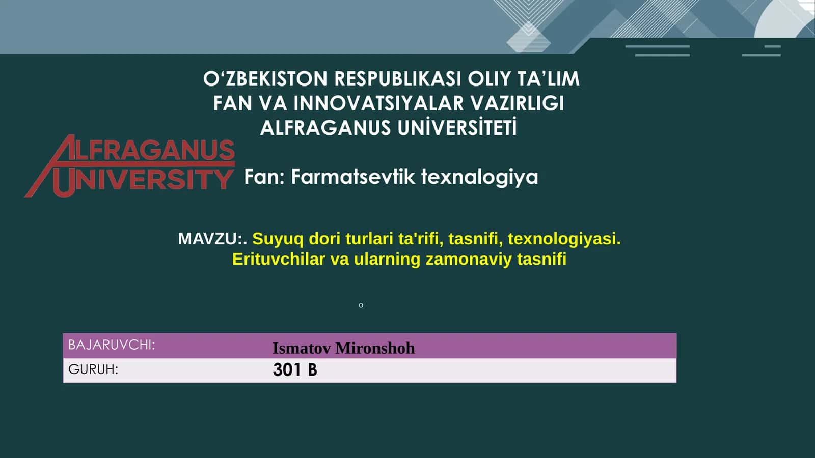 Suyuq dori turlari ta'rifi, tasnifi, texnologiyasi 1