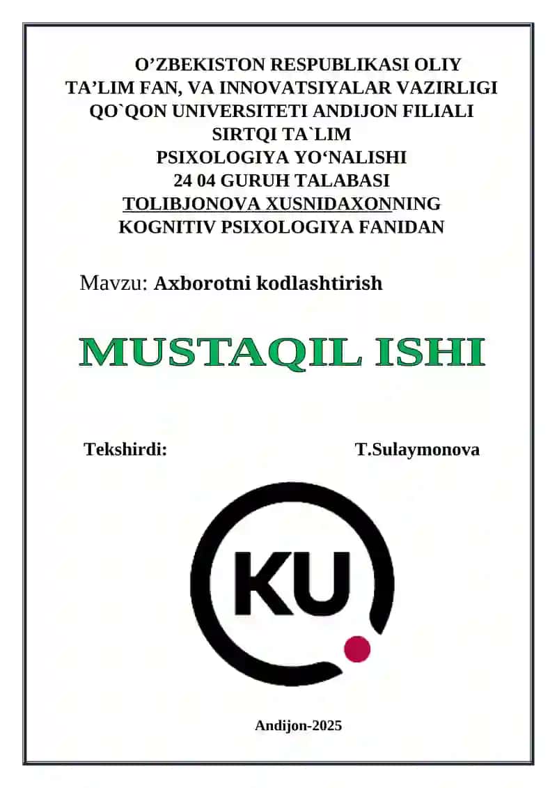 Axborotni kodlashtirish 1