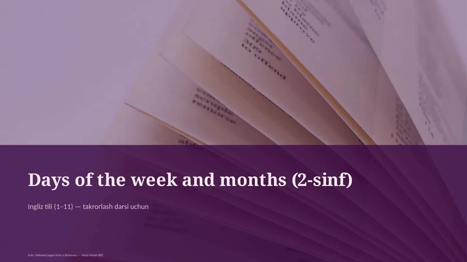 Days of the week and months (2-sinf) 1