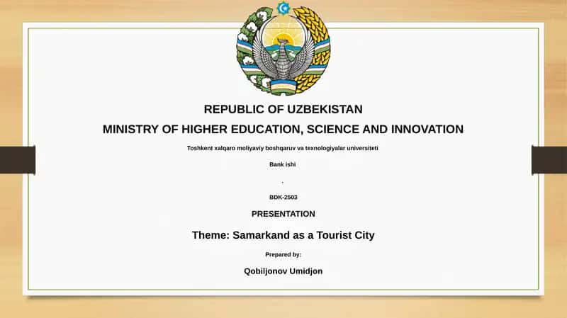 Samarkand as a Tourist City 1