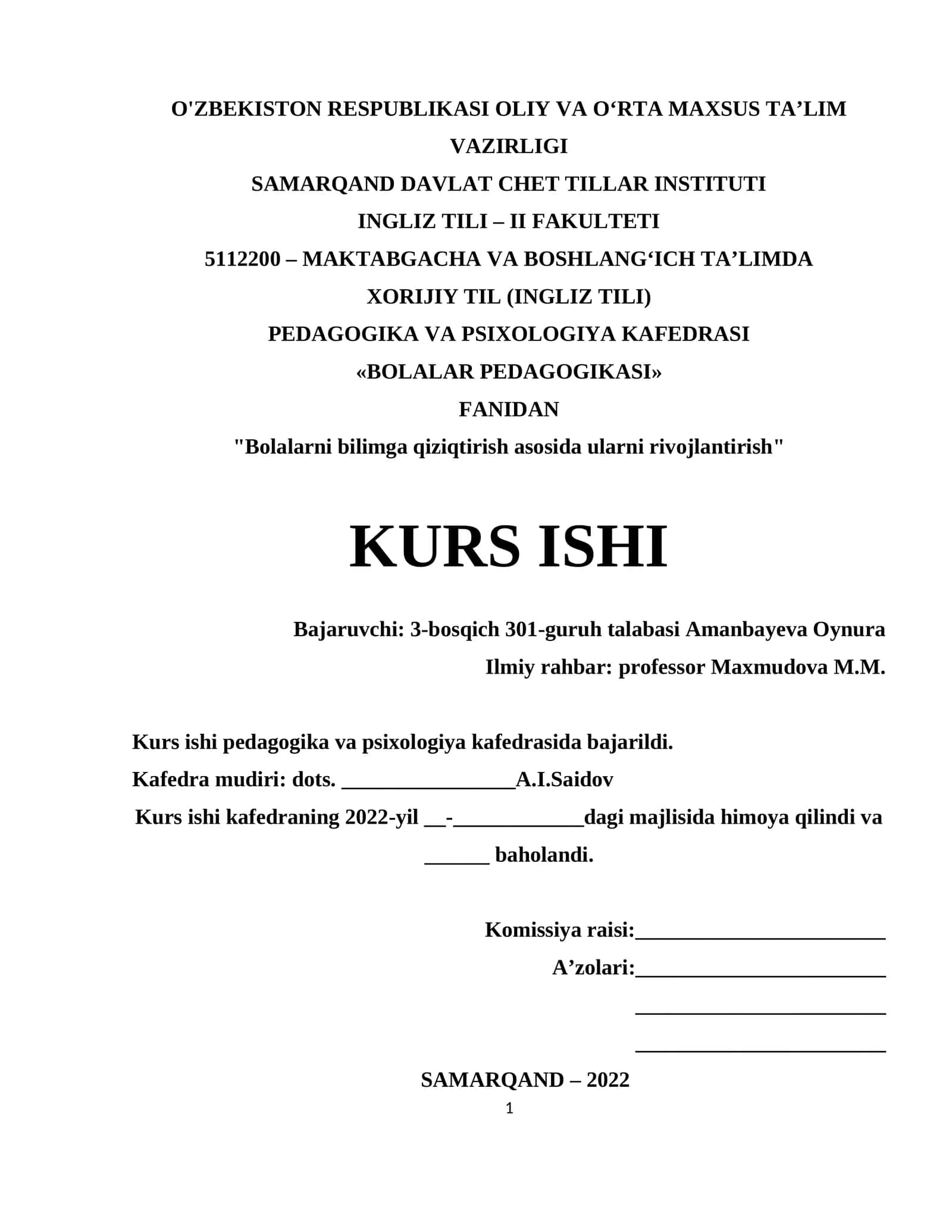 "Bolalar Pedagogikasi" 1