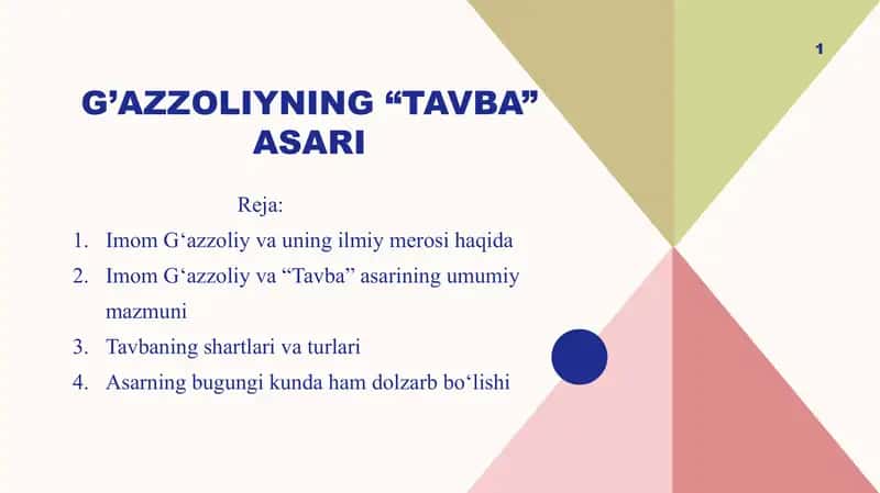 G’azzoliyning “Tavba” asari 1