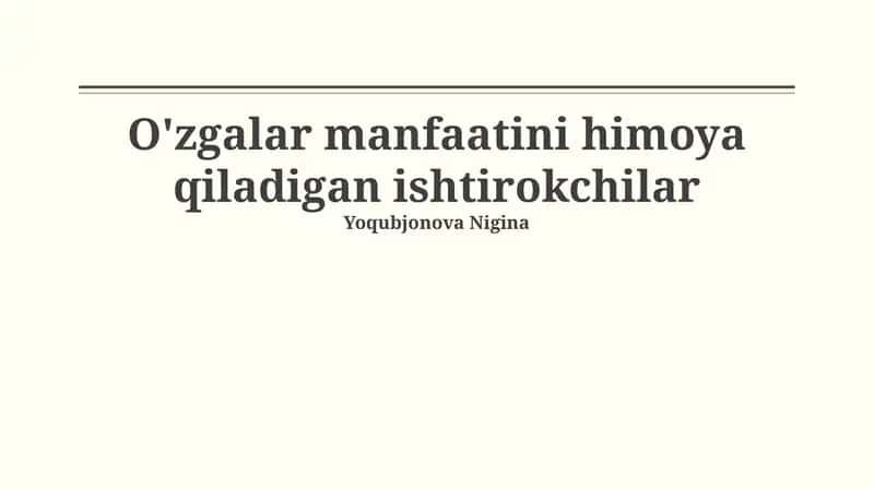 O'zgalar manfaatini himoya qiladigan ishtirokchilar 1