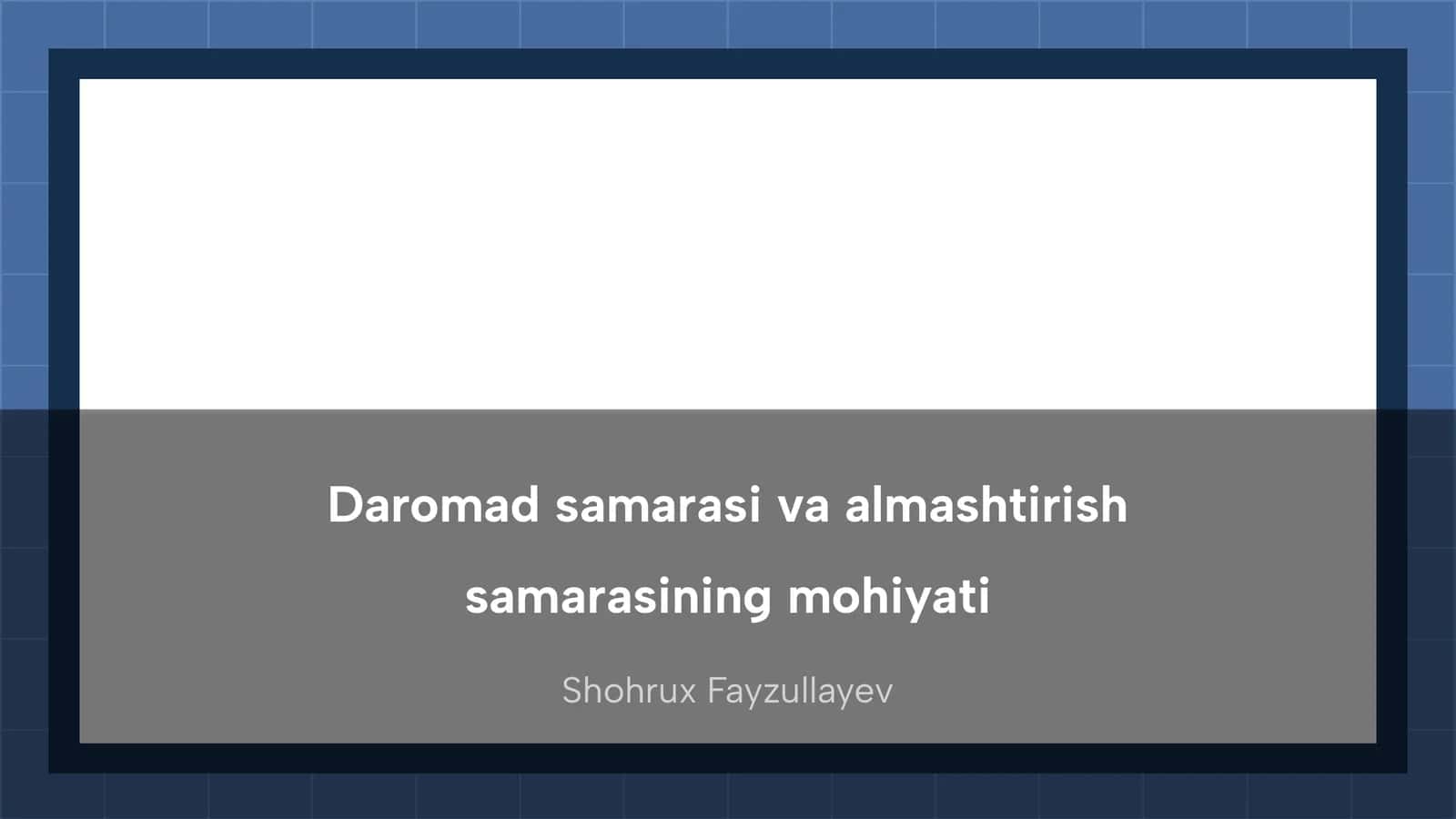 Daromad samarasi va almashtirish samarasining mohiyati 1