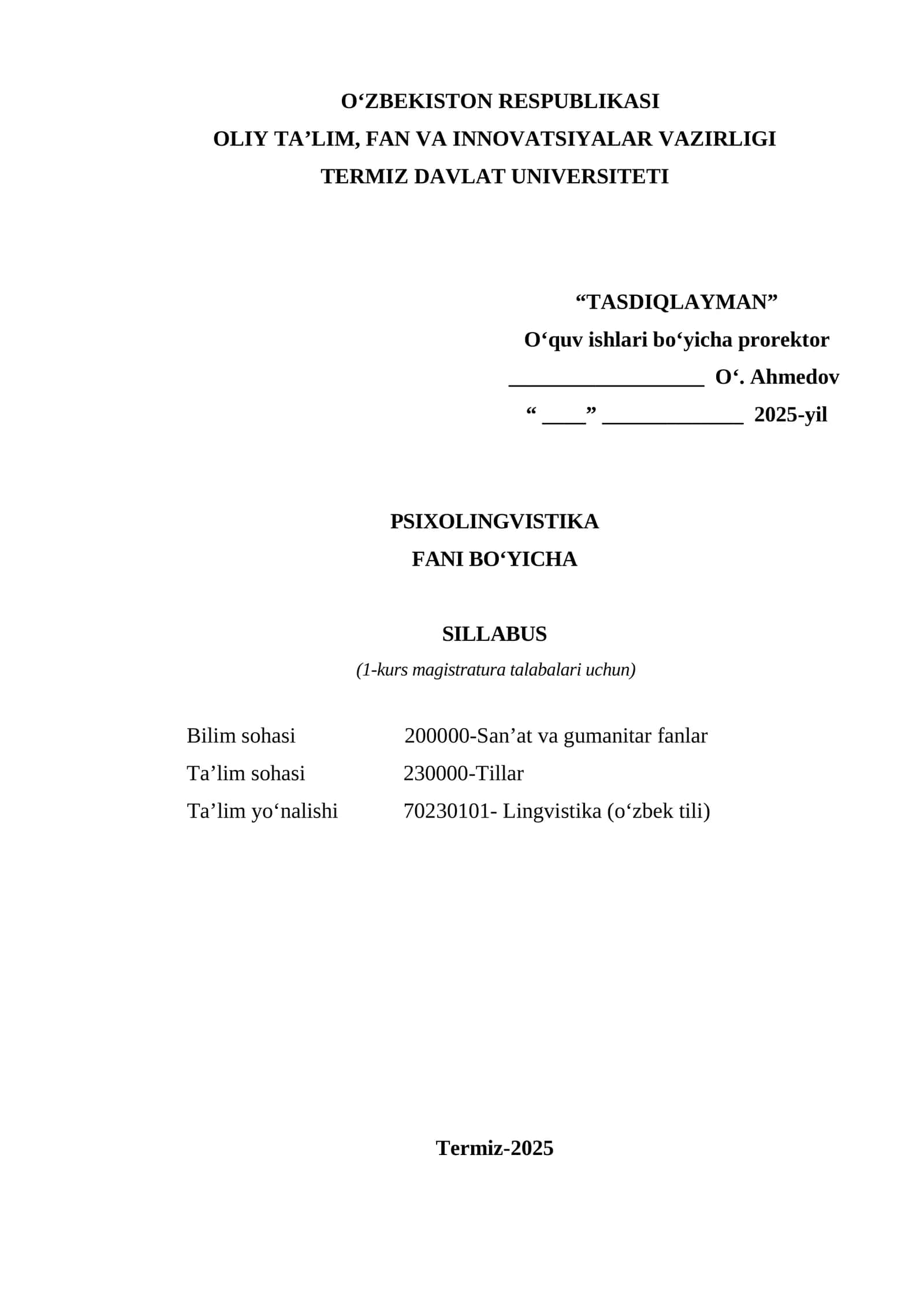 Psixolingvistika SILLABUSI 1