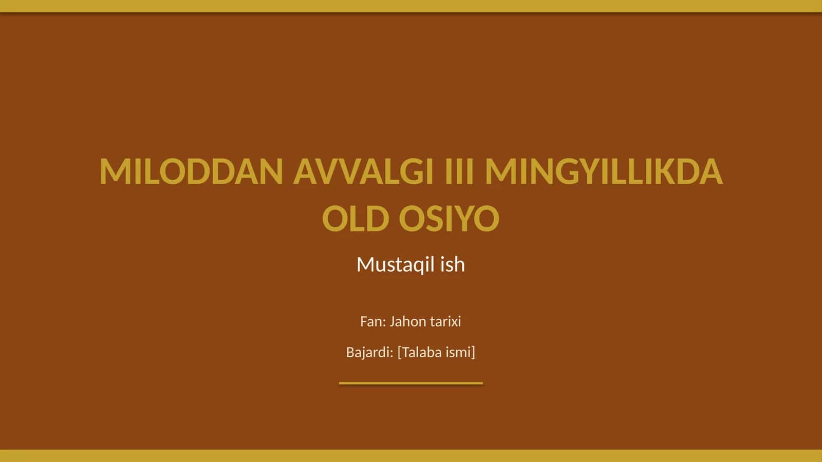 Miloddan avvalgi III mingyillikda Old Osiyo 1
