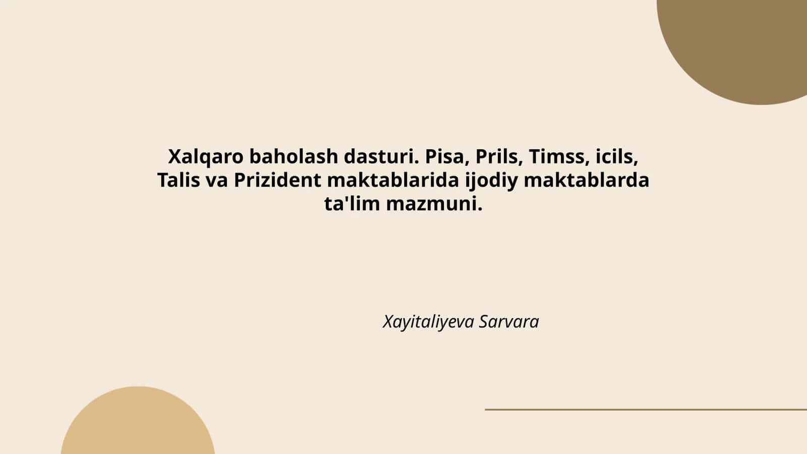 Xalqaro Baholash Dasturlari 1