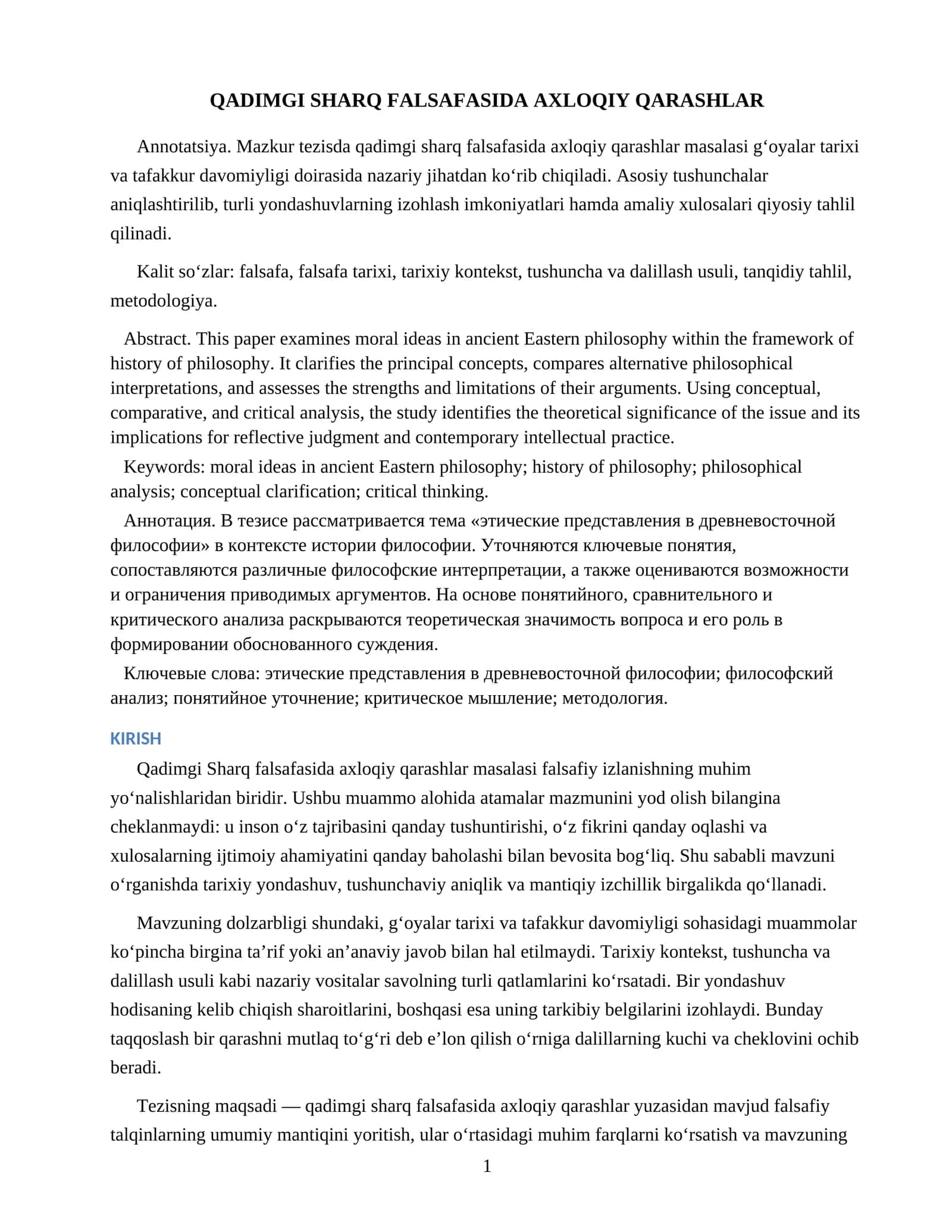 QADIMGI SHARQ FALSAFASIDA AXLOQIY QARASHLAR 1
