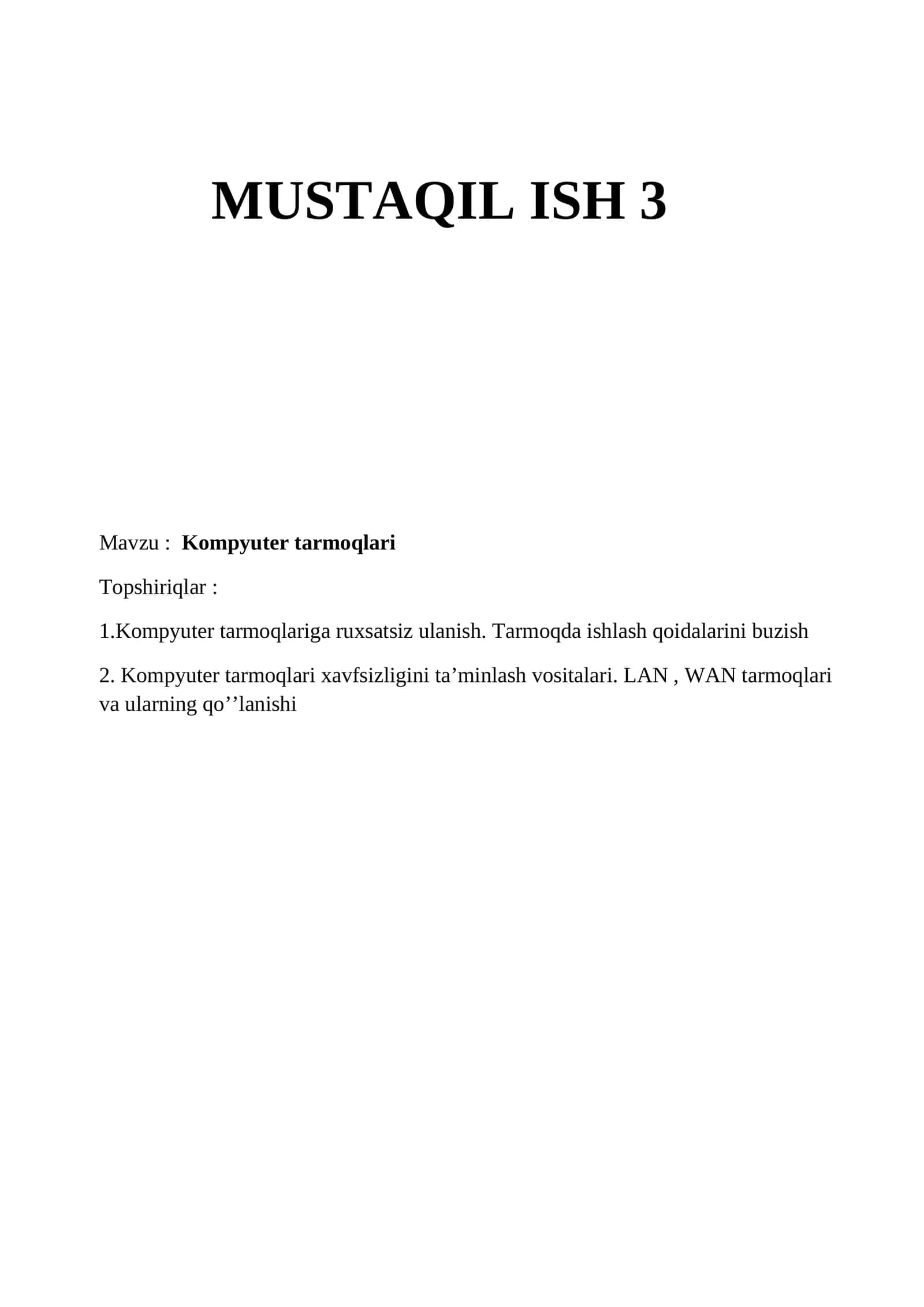 Kompyuter tarmoqlari 1