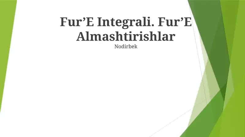 Fur’E Integrali 1