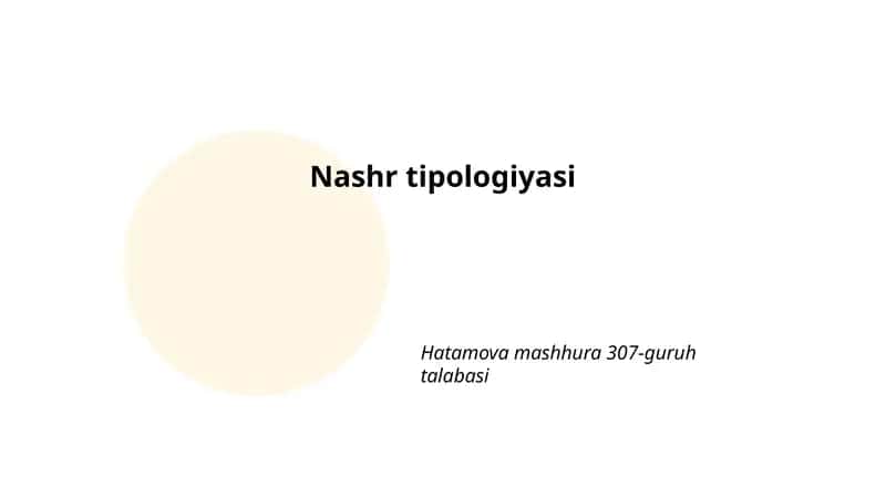 Nashr tipologiyasi 1