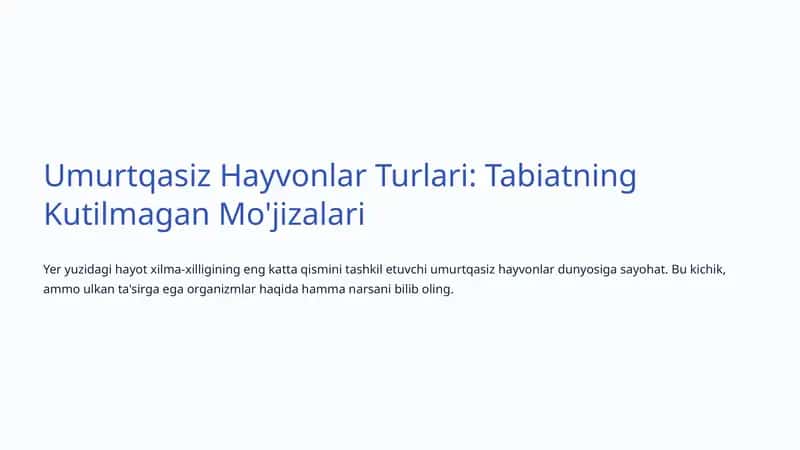 Umurtqasiz Hayvonlar Turlari: Tabiatning Kutilmagan Mo'jizalari 1