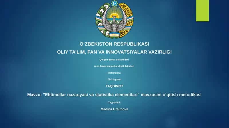 Ehtimollar nazariyasi va statistika elementlari 1