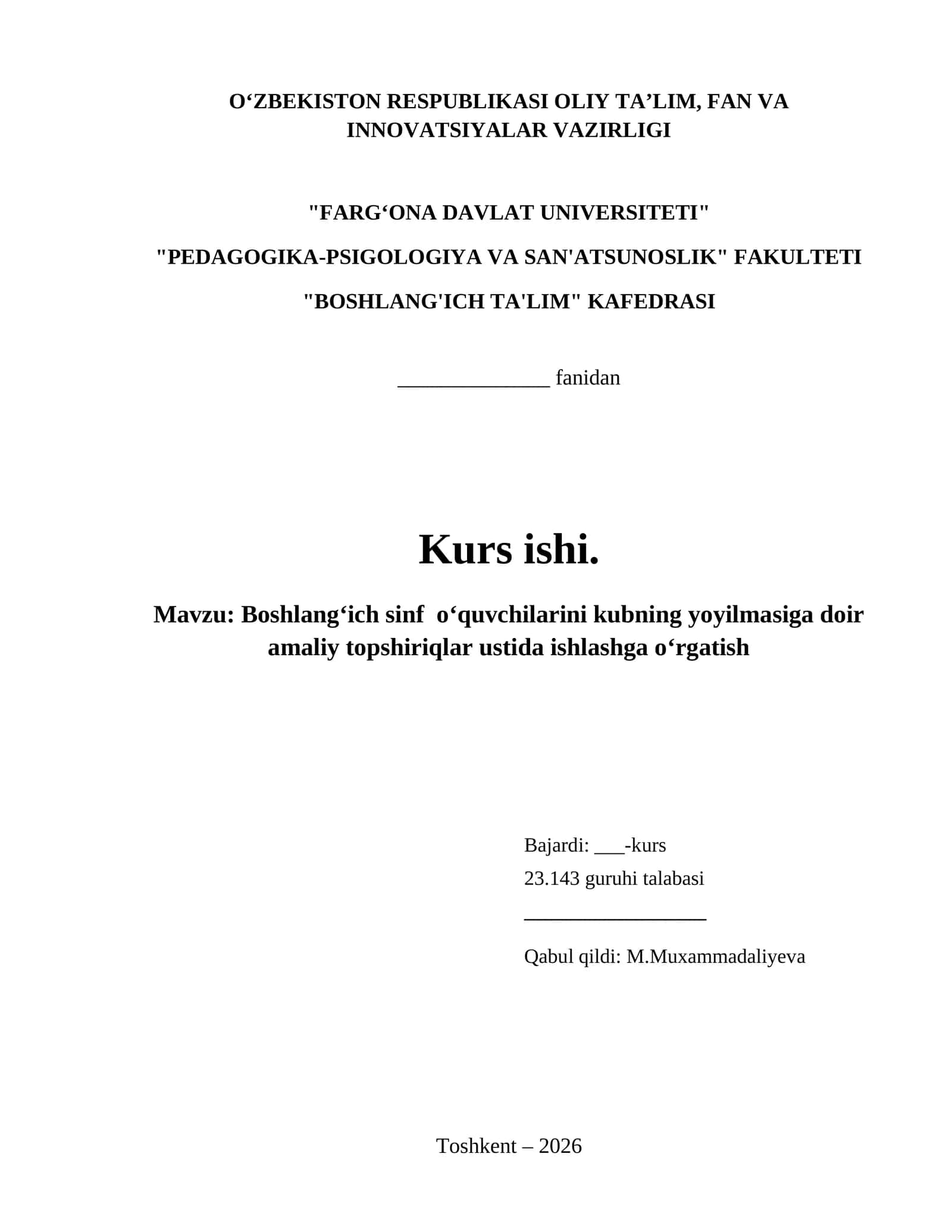 Boshlangʻich sinf  oʻquvchilarini kubning yoyilmasiga doir amaliy topshiriqlar ustida ishlashga oʻrgatish 1