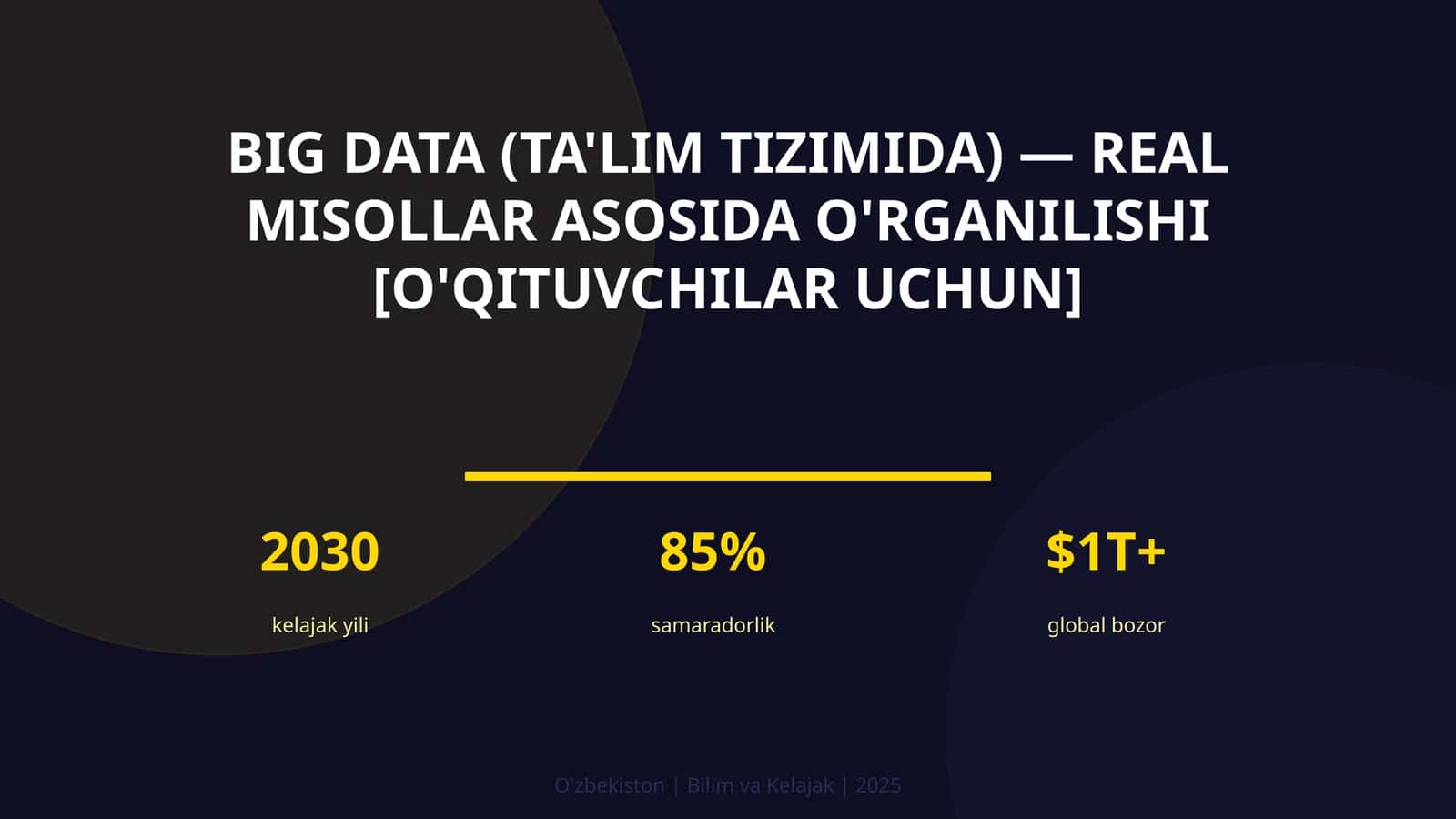 Big Data (ta'lim tizimida) — real misollar asosida o'rganilishi [o'qituvchilar uchun] 1