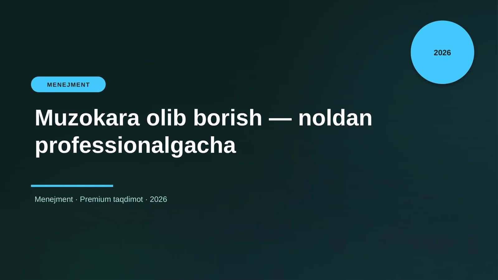 Muzokara olib borish — noldan professionalgacha 1
