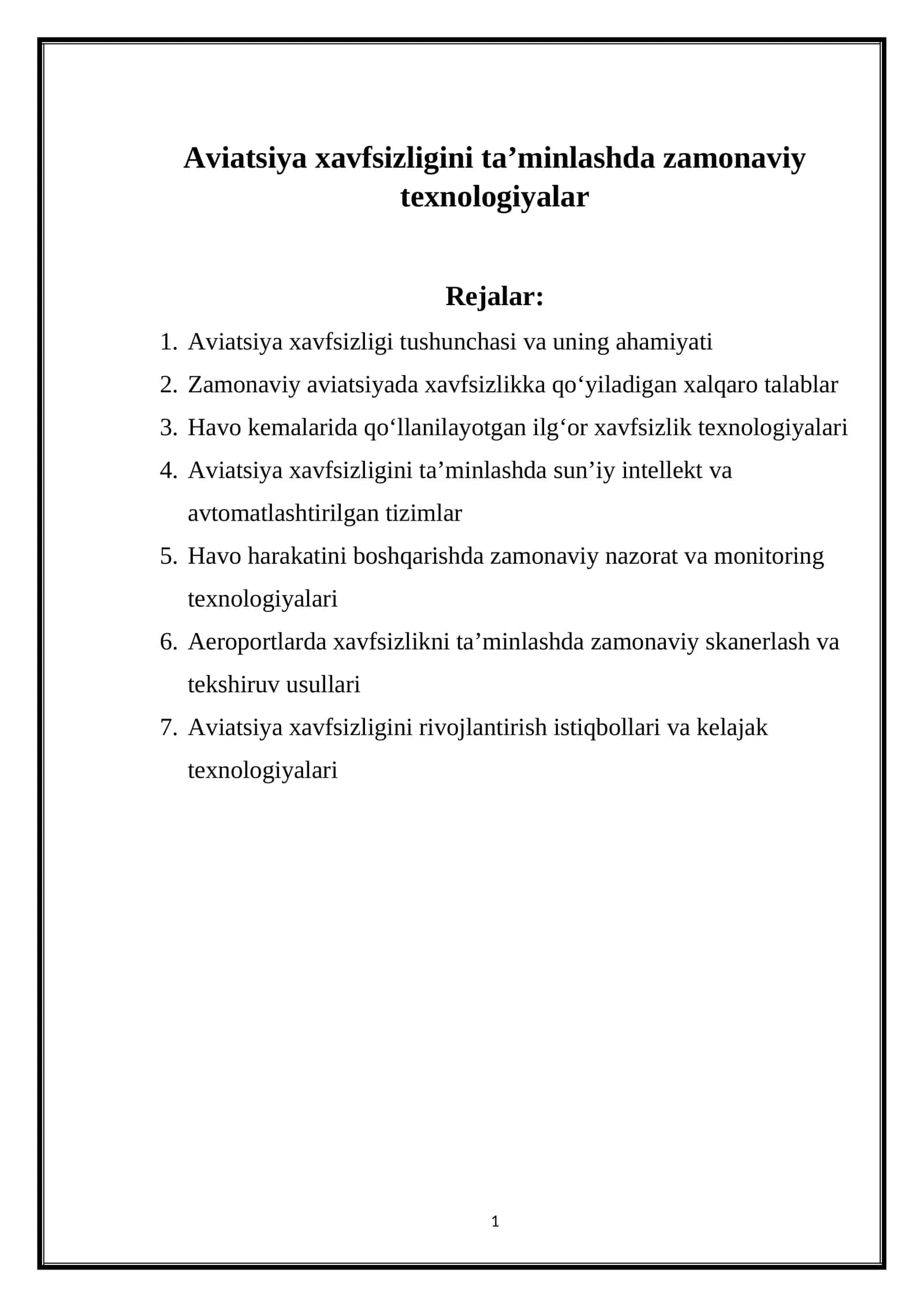 Aviatsiya xavfsizligini ta’minlashda zamonaviy texnologiyalar 1