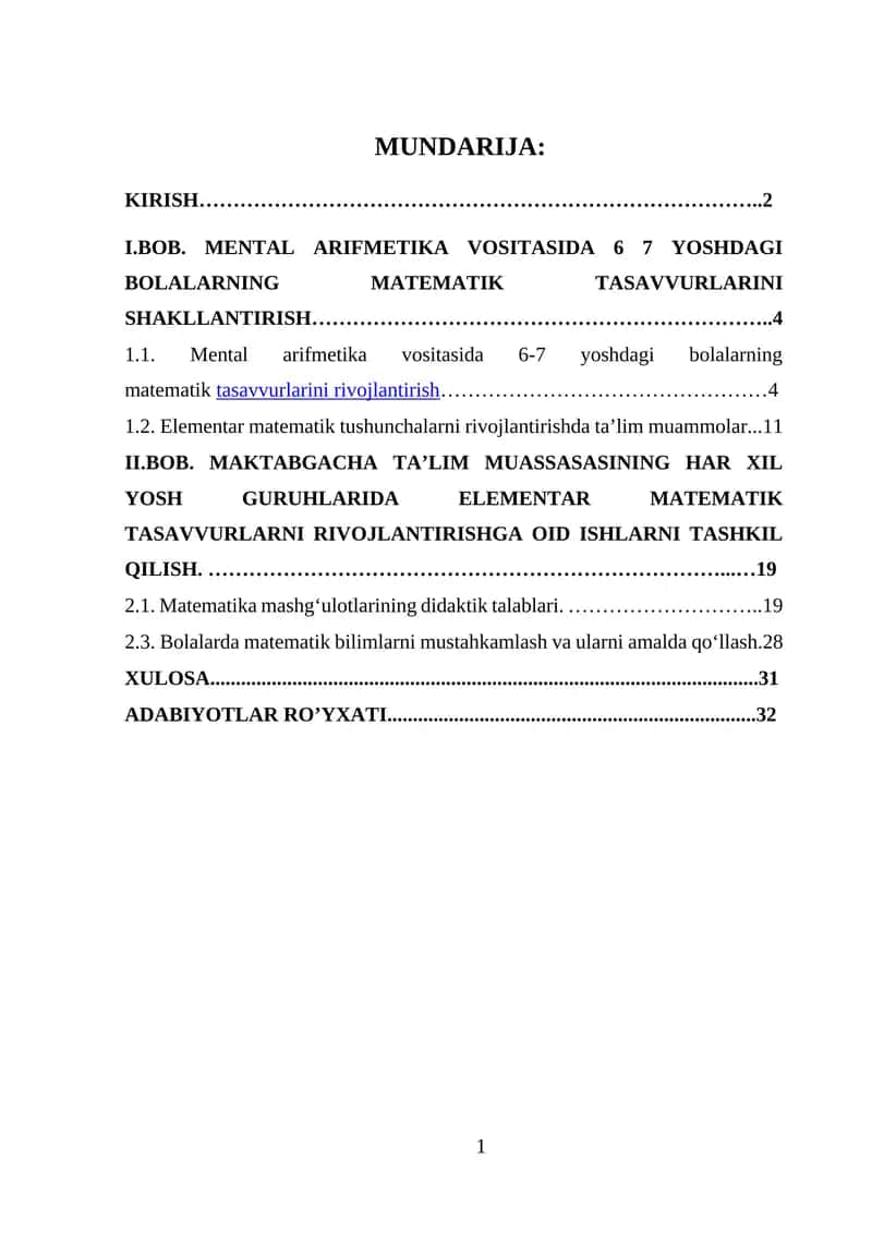 Elementar matematik tushunchalar 1