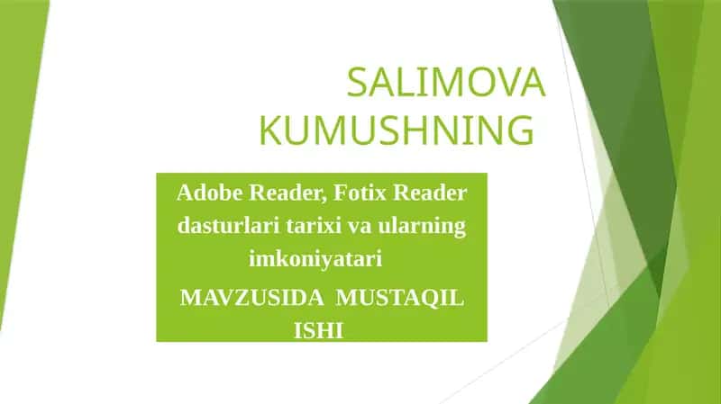 Adobe Reader va Fotix Reader dasturlari tarixi 1