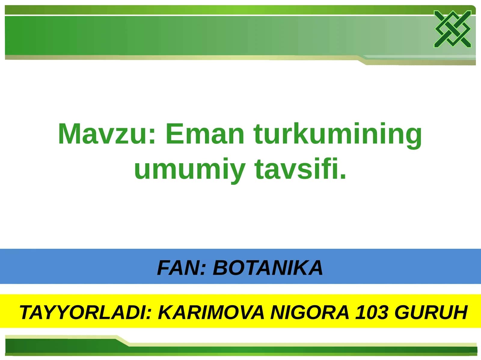 Eman turkumining umumiy tavsifi 1
