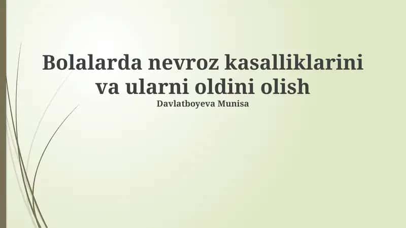 Davolash va Rejalashtirish 1
