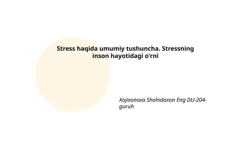 Stress va uning xususiyati 1